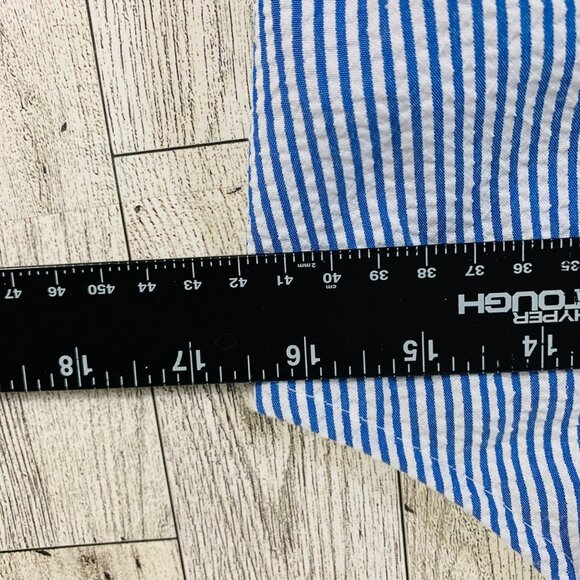 Divided Beach Striped Dress Sz 10 Spaghetti Strap Lace Up Back Button Blue White - Picture 11 of 14